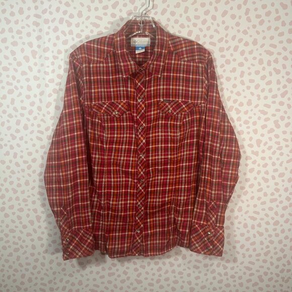 Columbia Shirt Women's XL Plaid Pearl Snap Western Romance Country Cow Girl - Picture 2 of 11